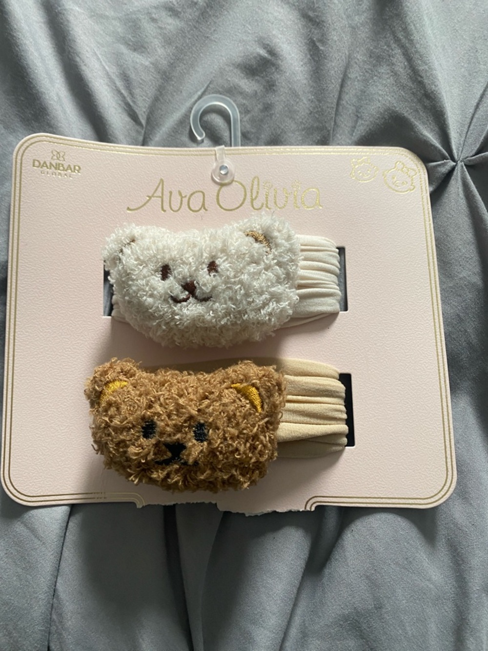 🍄 kids Plush Bear Hair Bands - Cream & Brown